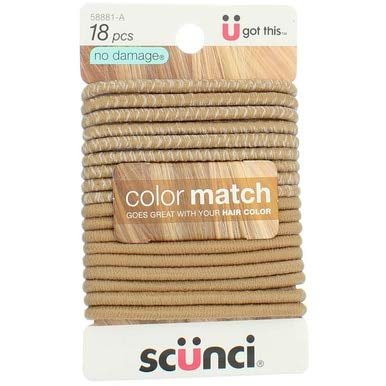Scunci Beautiful Blends Hair Ties - 18 Count, Gentle Elastic Ponytail Holders for All Hair Types