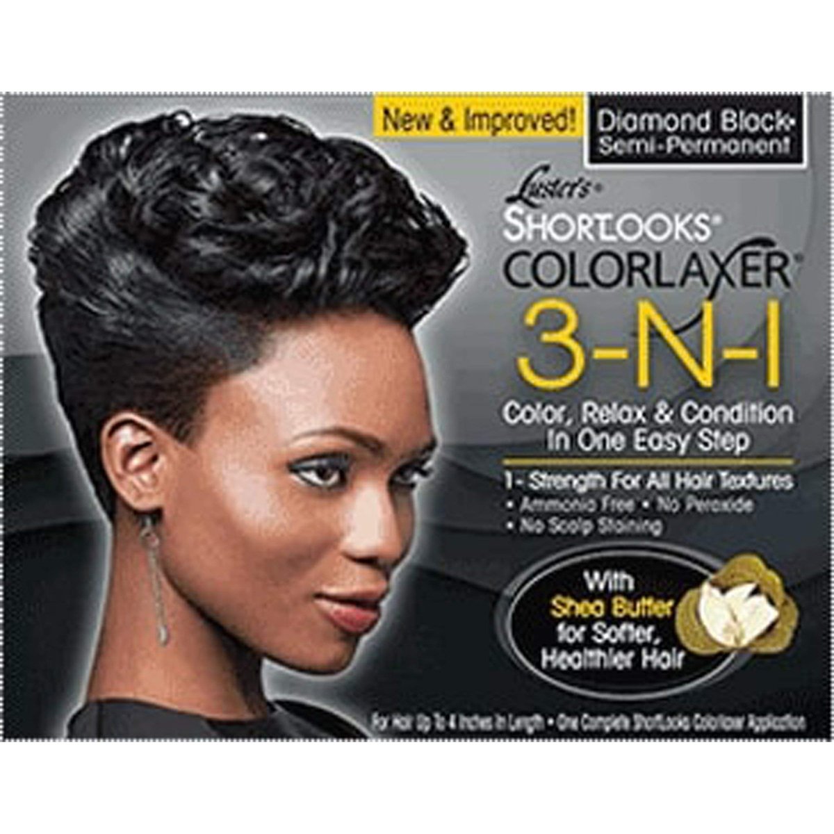 Luster's Shortlooks Color Relaxer 3-in-1 Diamond Black - At-Home Hair Relaxer Kit Avelisse
