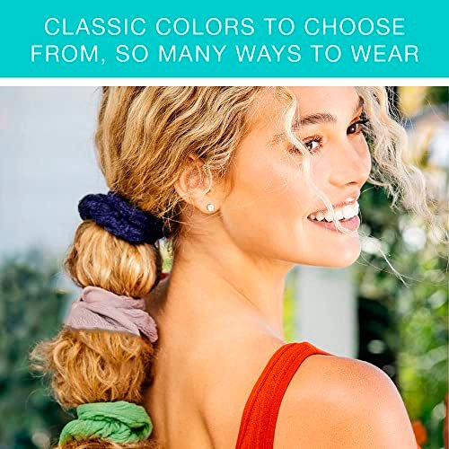 Scunci by Conair Original Waffle Knit Scrunchie Hair Ties, 6-Pack (Navy, White, Red, Blue, Grey, Black) - görsel 8