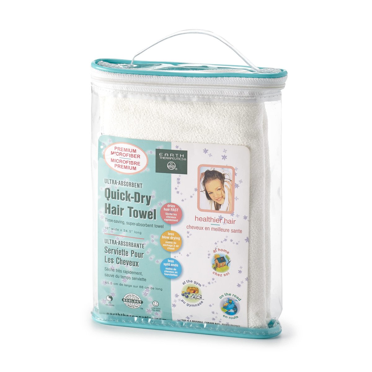 Ultra-Absorbent Quick-Dry Hair & Body Towel – Natural, 18" x 34.5" - görsel 2