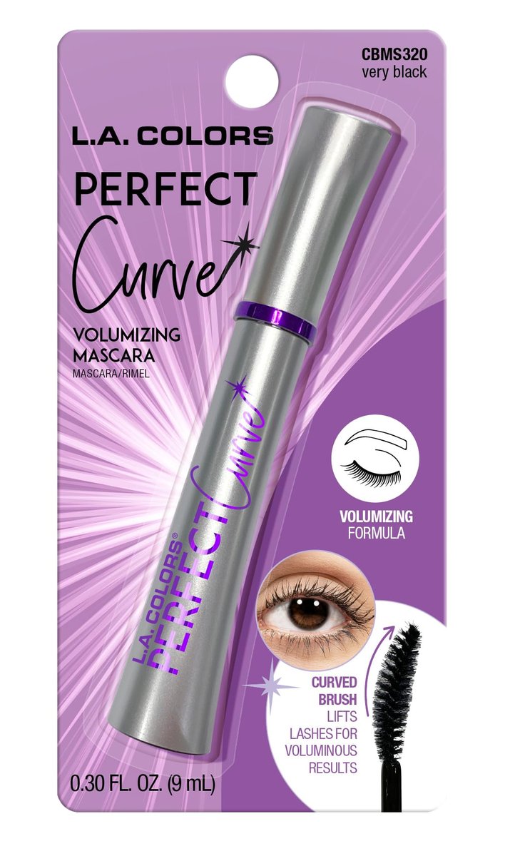 L.A. COLORS Perfect Curved Mascara - Black, 0.16 oz - Volumizing & Curling Formula - görsel 1