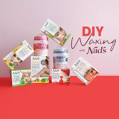 Nad's Brazilian & Bikini Wax Kit - At Home Hard Wax for Coarse Hair with Calming Oil Wipes & Wooden Spatula Avelisse