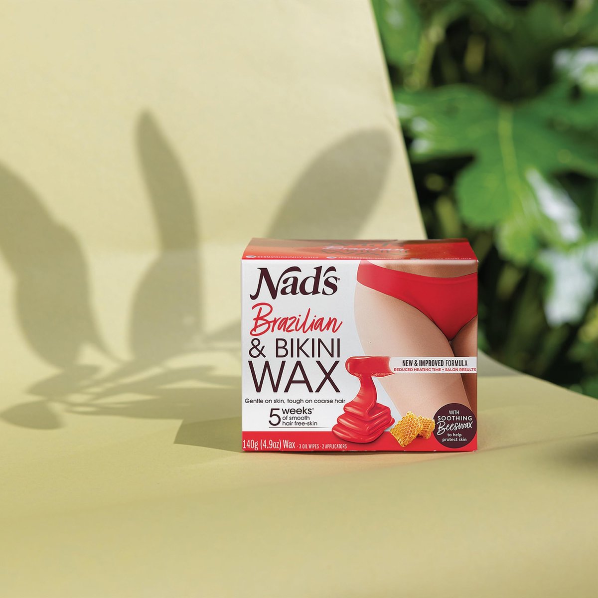Nad's Brazilian & Bikini Wax Kit - At Home Hard Wax for Coarse Hair with Calming Oil Wipes & Wooden Spatula Avelisse