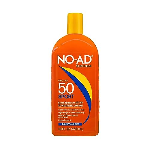 NO-AD Sport Sunscreen Lotion, SPF 50, 16 oz - High Protection for Active Lifestyles Avelisse