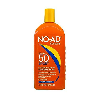 NO-AD Sport Sunscreen Lotion, SPF 50, 16 oz - High Protection for Active Lifestyles Avelisse