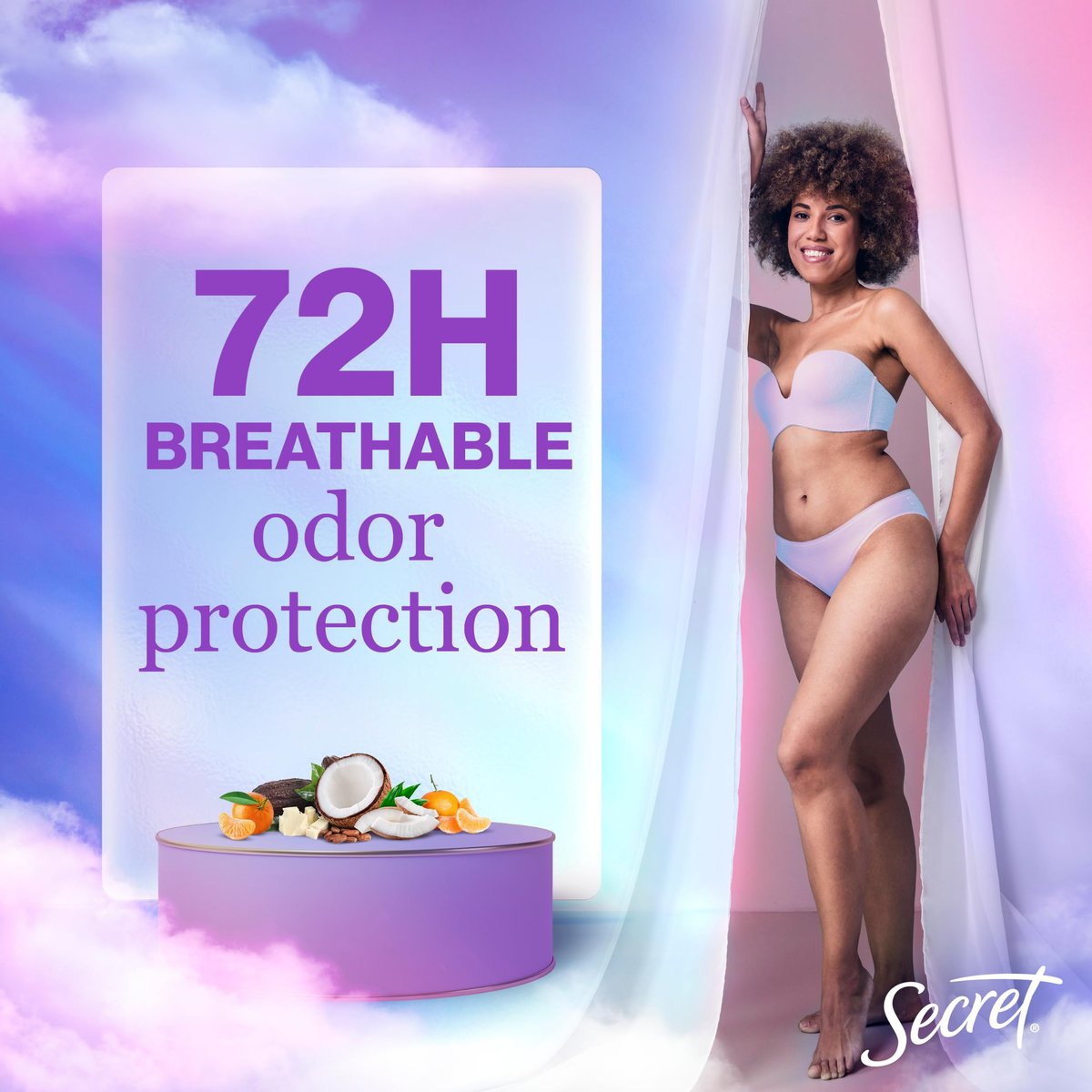 Secret Fresh Antiperspirant Deodorant for Women, 72hr Breathable Sweat & Odor Protection, Instant Freshness & Gentle, PH Balancing Minerals, Invisible Solid, Cocoa Butter Scent, 2.6 oz - görsel 5