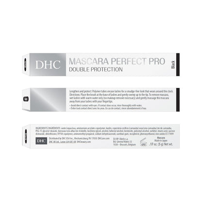 DHC Mascara Perfect Pro Double Protection - Water Resistant Lengthening Mascara with Tubing Technology, All-Day Wear, Black