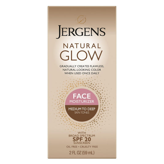 Jergens Natural Glow Self Tanner Face Moisturizer with SPF 20, Medium to Deep Skin Tone, 2 oz Avelisse
