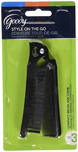 Goody Style On The Go Compact Brush and Comb Combo – Travel Hair Brush Set for Purse, Pocket, or Tote