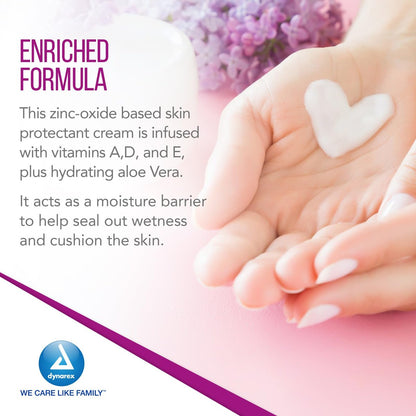 Dynarex DynaShield Skin Protectant Barrier Cream - Zinc Oxide Cream with Vitamins A, D, E, Aloe Vera - 4 oz Tube