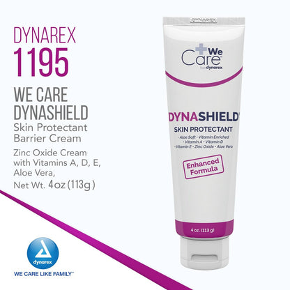 Dynarex DynaShield Skin Protectant Barrier Cream - Zinc Oxide Cream with Vitamins A, D, E, Aloe Vera - 4 oz Tube