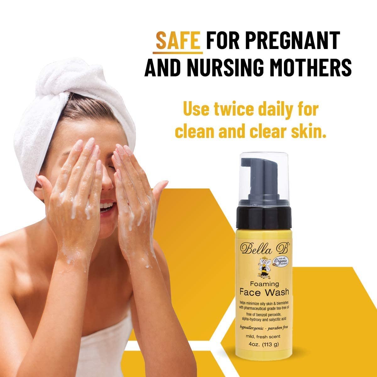 Bella B Foaming Face Wash - Pregnancy Safe Tea Tree Face Wash with Organic Ingredients, 4 oz - görsel 7