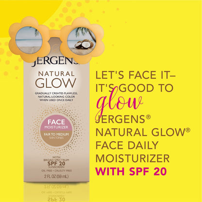 Jergens Natural Glow Daily Facial Moisturizer for Fair to Medium Skin, 2 fl oz Avelisse