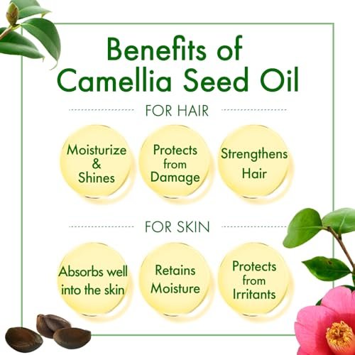 Oshima Tsubaki 100% Pure Camellia Seed Oil - Moisturizing Hair, Face, Skin & Nails - 2.03 fl oz (60ml) Avelisse