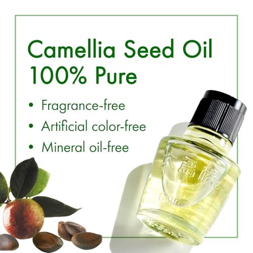 Oshima Tsubaki 100% Pure Camellia Seed Oil - Moisturizing Hair, Face, Skin & Nails - 2.03 fl oz (60ml) Avelisse
