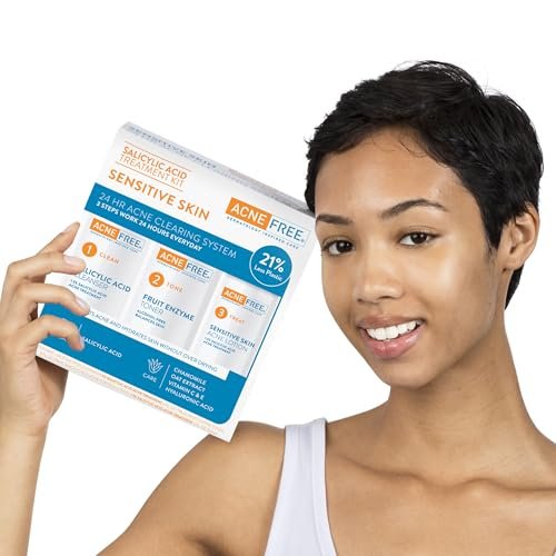 AcneFree 24Hr Acne Clearing System for Sensitive Skin - 3-Step Kit with 1.5% Salicylic Acid, Gentle Alcohol-Free Cleanser, Toner & Lotion, Dermatologist Recommended Avelisse