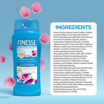 FINESSE Self Adjusting 2 in 1 Texture Enhancing Shampoo and Conditioner, 13 oz