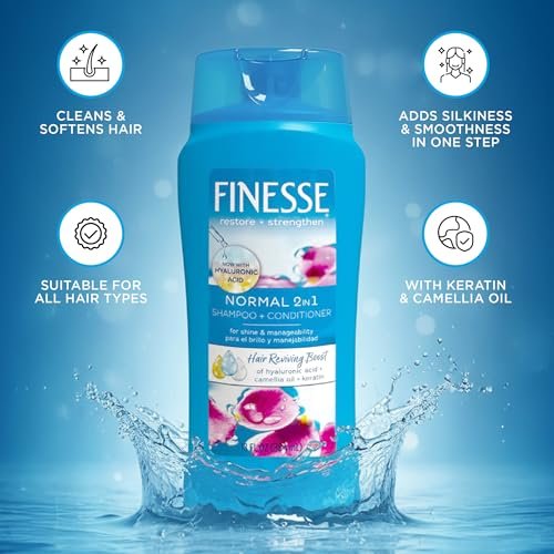 FINESSE Self Adjusting 2 in 1 Texture Enhancing Shampoo and Conditioner, 13 oz - görsel 6