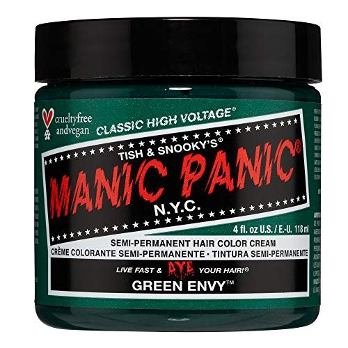 MANIC PANIC Classic Green Envy Semi Permanent Hair Color - Vibrant Emerald Green Dye for Women & Men, Vegan & Cruelty-Free, Lasts 4-6 Weeks (4 oz) Avelisse