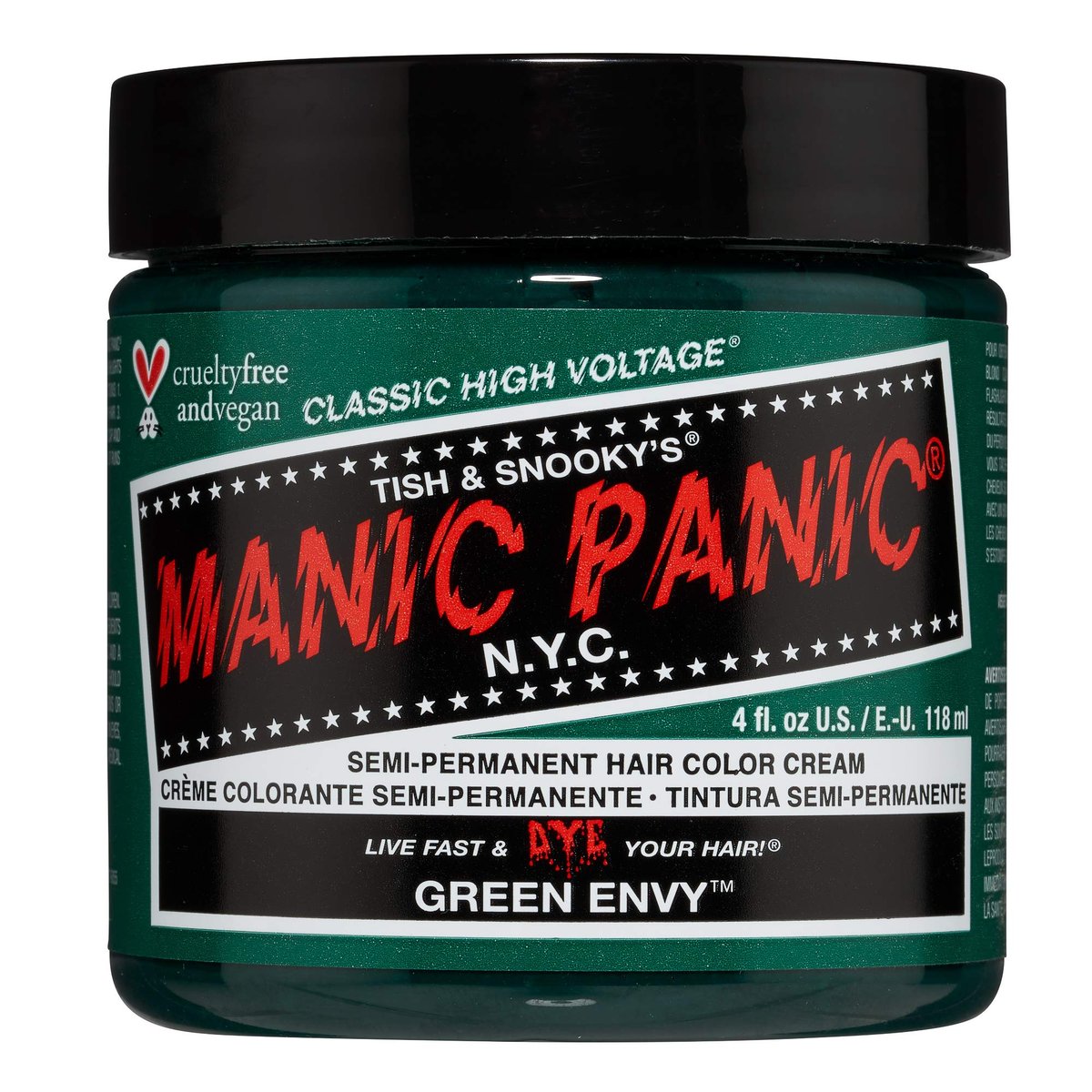 MANIC PANIC Classic Green Envy Semi Permanent Hair Color - Vibrant Emerald Green Dye for Women & Men, Vegan & Cruelty-Free, Lasts 4-6 Weeks (4 oz) Avelisse