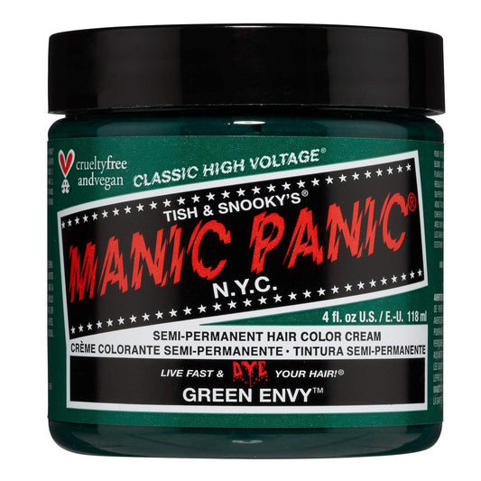 MANIC PANIC Classic Green Envy Semi Permanent Hair Color - Vibrant Emerald Green Dye for Women & Men, Vegan & Cruelty-Free, Lasts 4-6 Weeks (4 oz) Avelisse