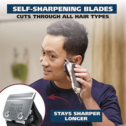 Wahl Chrome Pro Corded Clipper Complete Haircutting Kit for Men - Powerful Hair Clipping, Beard Trimming & Grooming - 24 Piece Set, Silver Avelisse