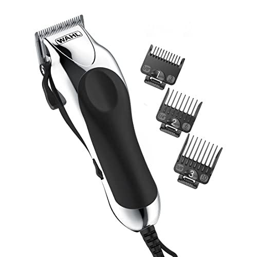 Wahl Chrome Pro Corded Clipper Complete Haircutting Kit for Men - Powerful Hair Clipping, Beard Trimming & Grooming - 24 Piece Set, Silver Avelisse