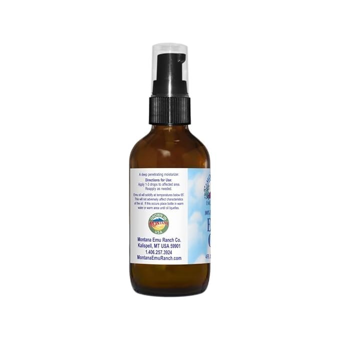 100% Pure Montana Emu Oil - 4 fl oz | Premium Moisturizer & Skin Care Oil Avelisse