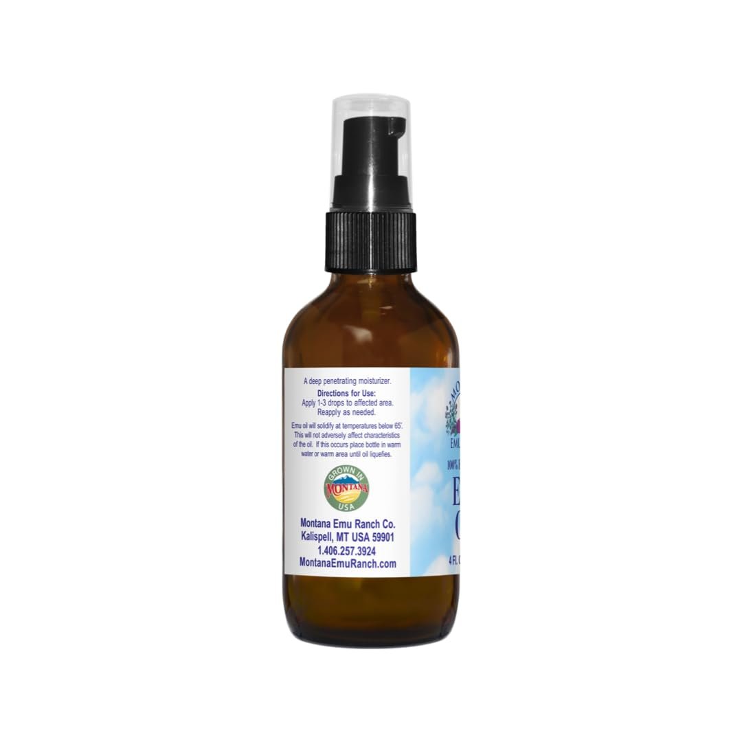 100% Pure Montana Emu Oil - 4 fl oz | Premium Moisturizer & Skin Care Oil Avelisse