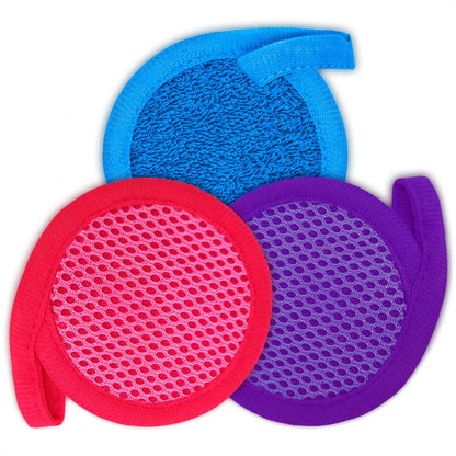 2 in 1 Face Scrub Pads - Washable Microfiber Exfoliating Face Cloth, Reusable Makeup Remover Pads for Eyes, Lips & Neck (3 Pack)