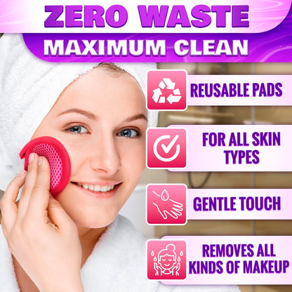 2 in 1 Face Scrub Pads - Washable Microfiber Exfoliating Face Cloth, Reusable Makeup Remover Pads for Eyes, Lips & Neck (3 Pack)