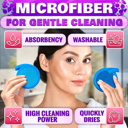 2 in 1 Face Scrub Pads - Washable Microfiber Exfoliating Face Cloth, Reusable Makeup Remover Pads for Eyes, Lips & Neck (3 Pack)