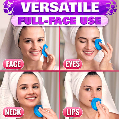 2 in 1 Face Scrub Pads - Washable Microfiber Exfoliating Face Cloth, Reusable Makeup Remover Pads for Eyes, Lips & Neck (3 Pack)