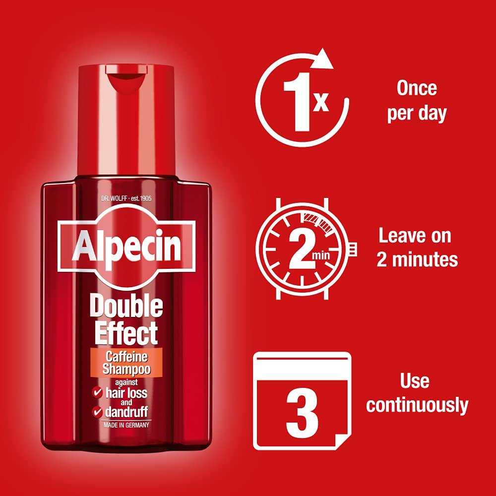 Alpecin Double Effect Shampoo - Caffeine-Based Hair Growth Shampoo for Men, 200ml Avelisse
