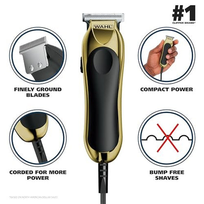 Wahl T-Pro Corded Compact Men's Beard Trimmer with Diamond Finished T Blade - Bump Free Precision Outlining, Detailing & Trimming (Model 9307-300) Avelisse