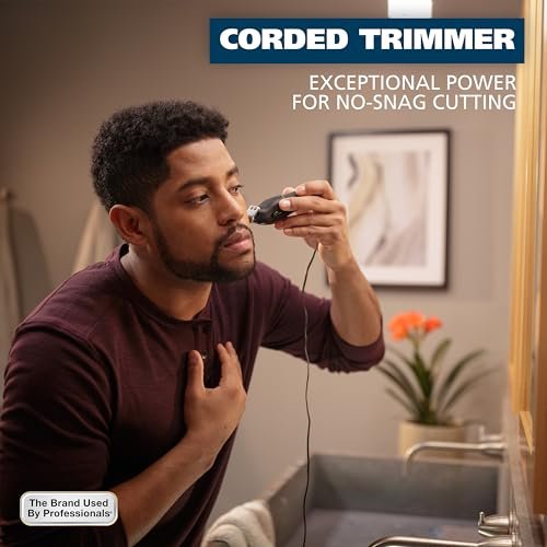Wahl T-Pro Corded Compact Men's Beard Trimmer with Diamond Finished T Blade - Bump Free Precision Outlining, Detailing & Trimming (Model 9307-300) Avelisse
