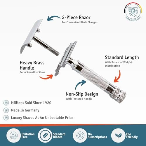 Merkur Mk34c Double Edge Safety Razor – Heavy Duty Short Handle, Bright Chrome, 1 Count Avelisse