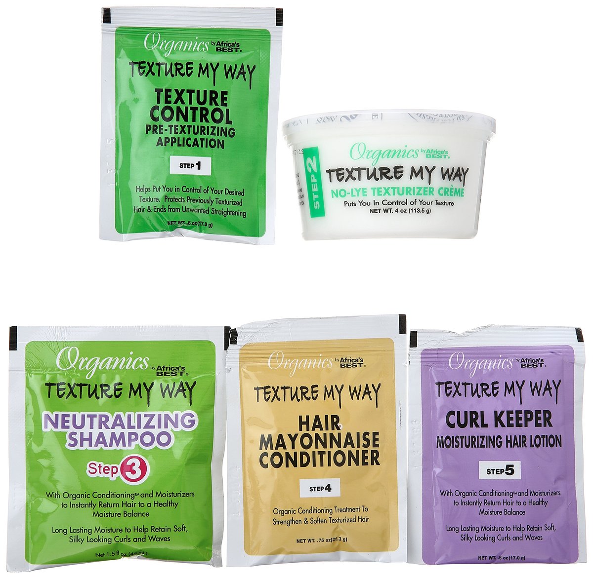 Africa's Best Organics My Way No-Lye Organic Conditioning Texturizing System (5 Piece Set) Avelisse