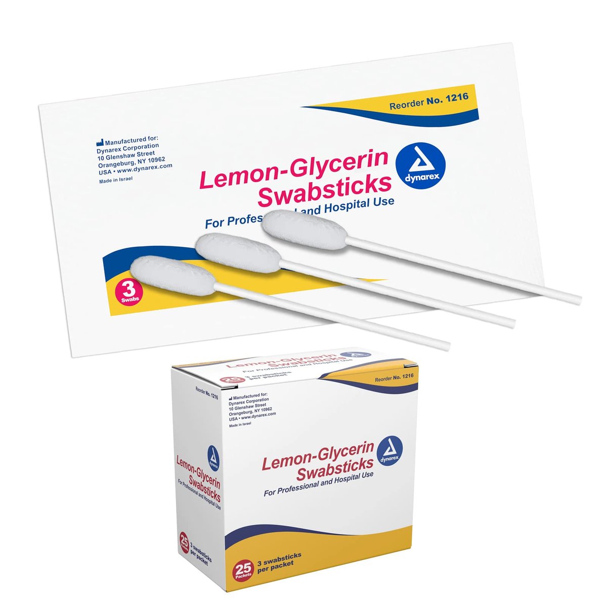 Dynarex Lemon-Glycerin Swabsticks – 75 Count, Soothes & Refreshes Dry Mouth - görsel 1