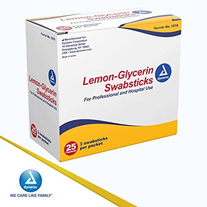 Dynarex Lemon-Glycerin Swabsticks – 75 Count, Soothes & Refreshes Dry Mouth