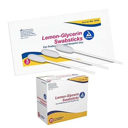 Dynarex Lemon-Glycerin Swabsticks – 75 Count, Soothes & Refreshes Dry Mouth