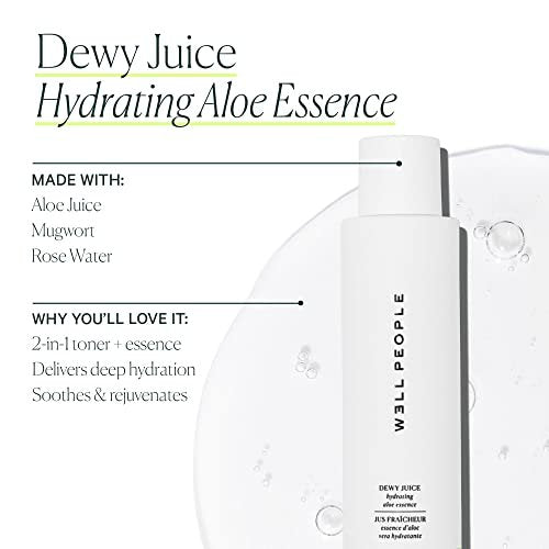 Well People Dewy Juice Hydrating Aloe Essence - Rose Water Toner for Refreshing & Soothing Skin, Vegan & Cruelty-Free Avelisse