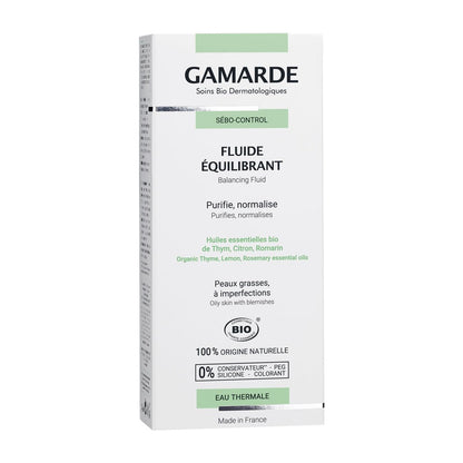 Gamarde Balancing Fluid - Purifying Face Moisturizer for Combination to Oily Skin, Reduces Imperfections, Mattifies and Smoothes Skin, 1.41 oz
