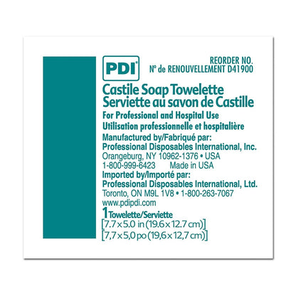 PDI Castile Soap Towelettes, 100 Count - Gentle Cotton Cleaning Wipes