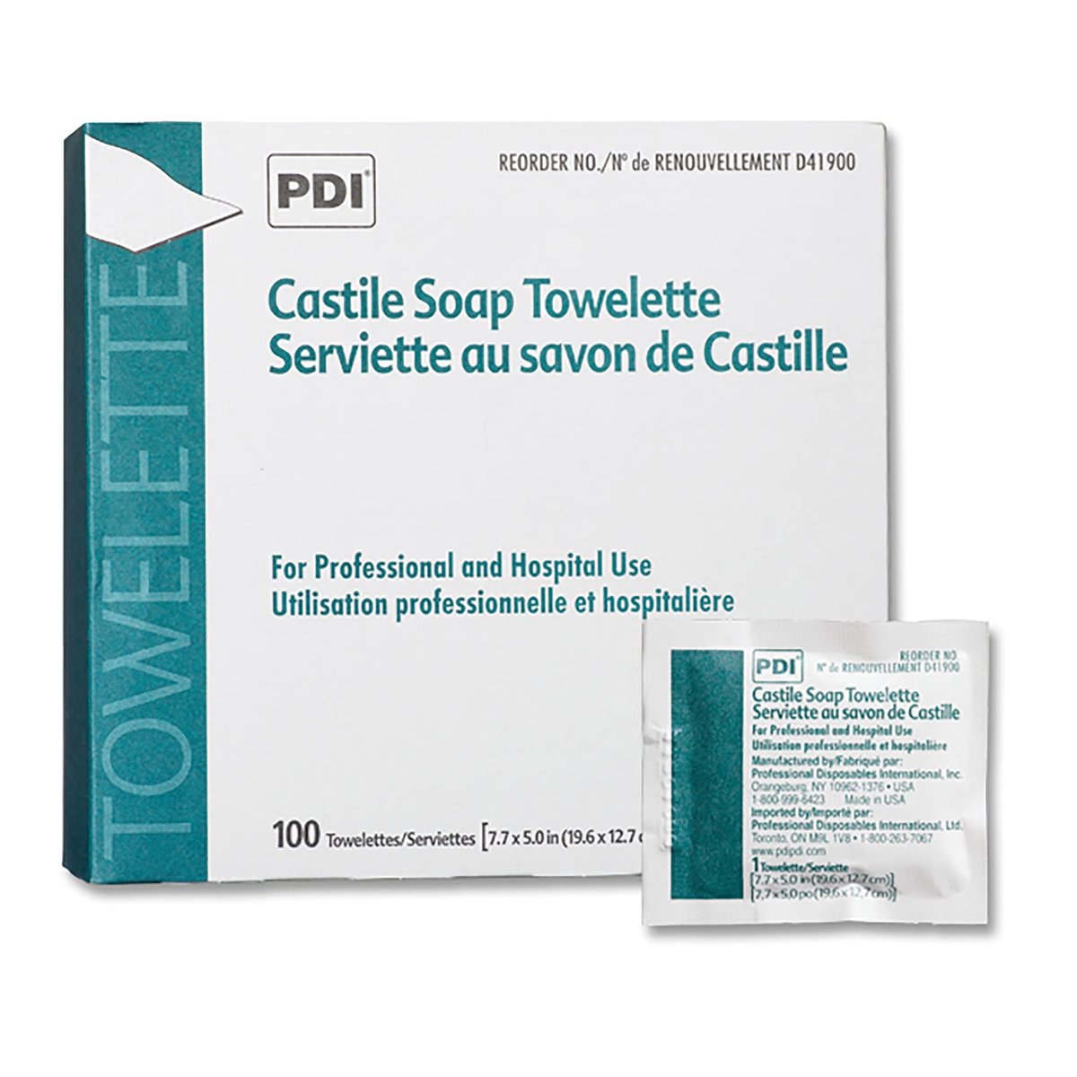 PDI Castile Soap Towelettes, 100 Count - Gentle Cotton Cleaning Wipes - görsel 2