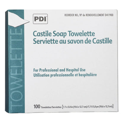 PDI Castile Soap Towelettes, 100 Count - Gentle Cotton Cleaning Wipes