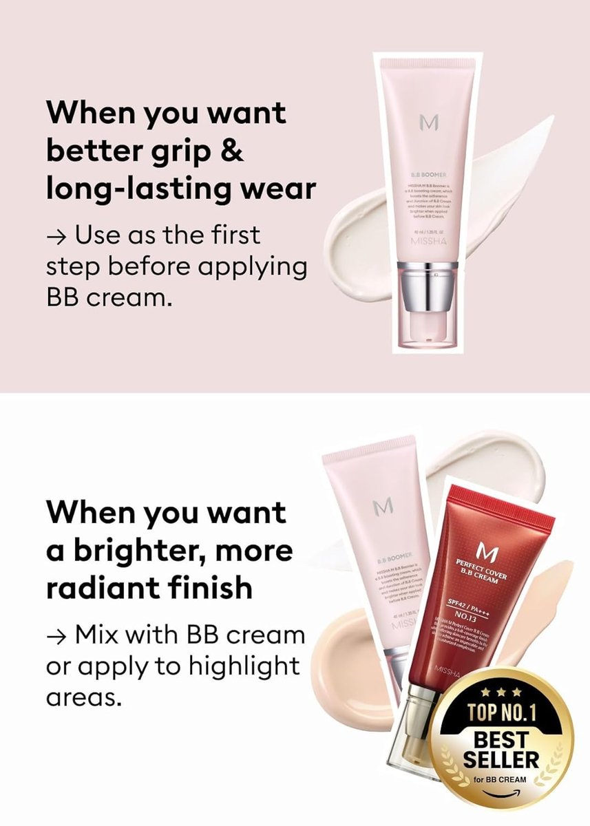 MISSHA M BB Boomer Primer for Face - Creamy-Soft Illuminating Makeup Primer for Dewy Finish, Hydrating Radiant Cream, Glass Skin, 1.35 Fl Oz Avelisse
