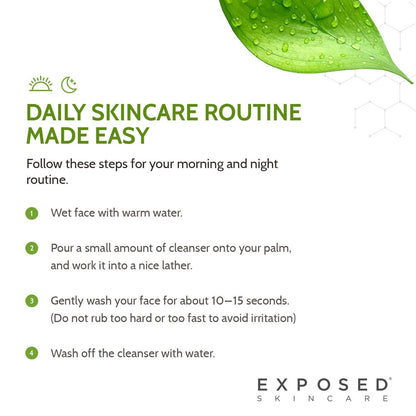 Exposed Skin Care Acne Facial Cleanser – Gentle Daily Face Wash with 0.5% Salicylic Acid for Sensitive & Acne-Prone Skin, Breakouts, Blackheads & Excess Oil – Natural, Non-Toxic & Cruelty Free (4 Fl Oz) Avelisse
