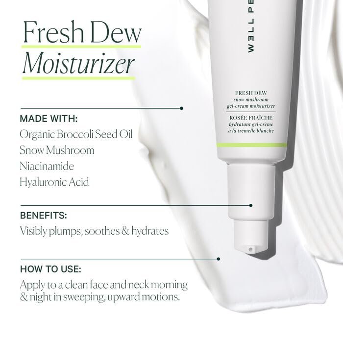 Well People Fresh Dew Snow Mushroom Gel-Cream Moisturizer – Hydrating & Plumping Face Moisturizer with Hyaluronic Acid | Vegan & Cruelty-Free Avelisse