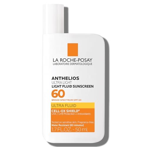 La Roche-Posay Anthelios Light Fluid Facial Sunscreen SPF 60 – Lightweight, Oil-Free & Oxybenzone-Free Face Sunscreen with Antioxidants, Travel Size 1.7 Fl Oz Avelisse